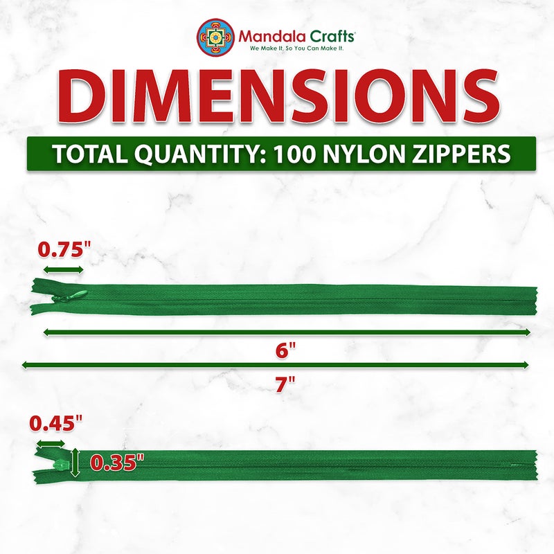 Mandala Crafts #3 Assorted Hidden Invisible Zippers for Sewing and Crafts, 100 PCs 6 Inch Coil Zippers Supplies for DIY Tailoring Projects - Image 3